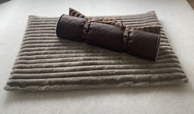 Reise-Rolle 100x70 cm Soft-Cord grau/Kunstleder schwarz