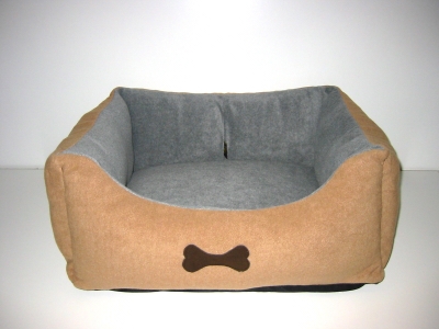 Kuschelbett Fleece - beige/grau 110x100 cm außen