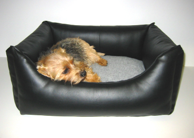 Kuschelbett Kunstleder schwarz 120 x 110 cm